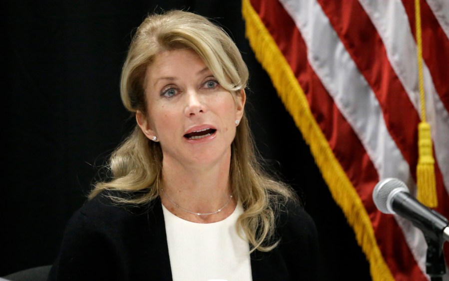In this Jan. 9, 2014 file photo, Texas Sen. Wendy Davis speaks at an education roundtable meeting in Arlington, Texas.