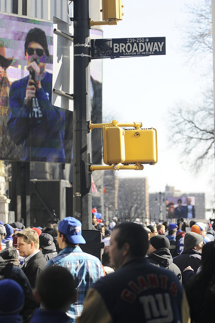 New York Giants fans lined the 'Canyon of Heroes' on Feb. 7 in Manhattan to celebrate the team's fourth Super Bowl win.