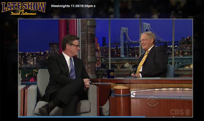 Joe drops by Letterman on Thursday, February 23, 2012