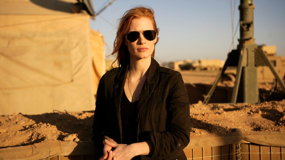 This undated publicity film image provided by Columbia Pictures shows Jessica Chastain in a scene from "Zero Dark Thirty." (AP Photo/Sony - Columbia Pictures, Jonathan Olley)