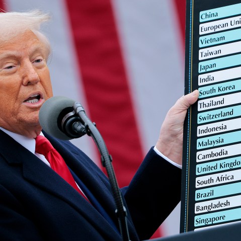 President Trump Holds "Make America Wealthy Again Event" In White House Rose Garden
