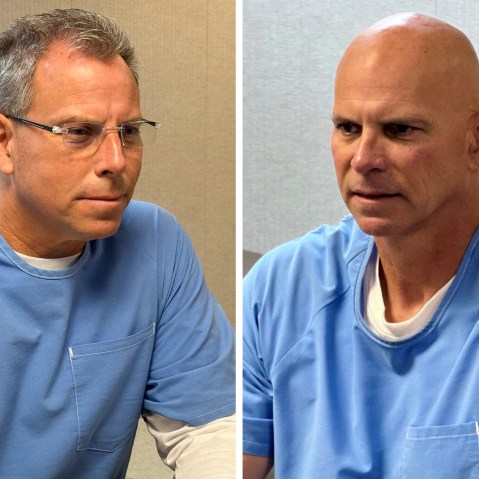 Erik and Lyle Menendez at their parole board appearances in August 2025.