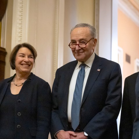Sen. Elizabeth Warren, Sen. Amy Klobuchar, Senate Majority Leader Chuck Schumer of N.Y., Sen. Dick Durbin, and Sen. Tammy Baldwin.
