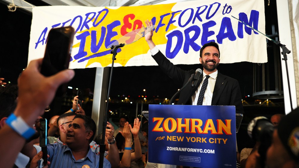 Zohran Mamdani as he is announced as the winner of the Democratic nomination for mayor.