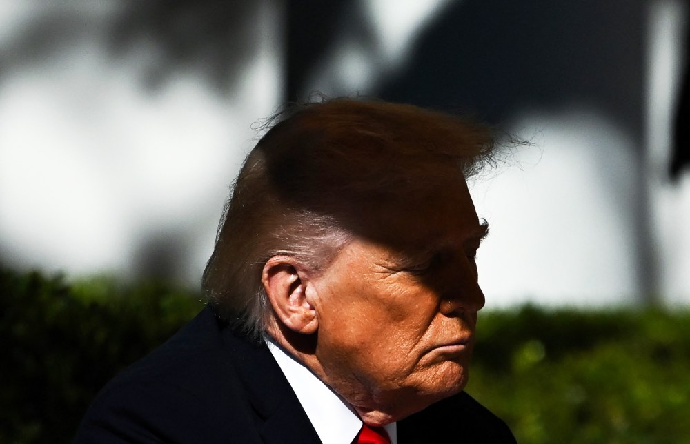 US President Donald Trump in the Rose Garden of the White House.