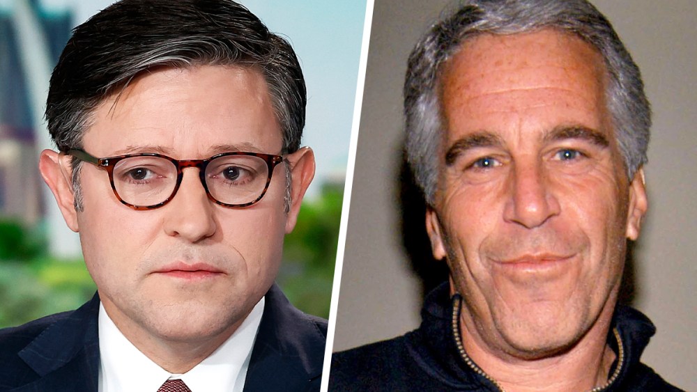 U.S. House Speaker Mike Johnson; Jeffrey Epstein.