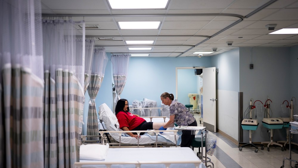 A patient receives medical attention at Humboldt Park Health in Chicago.