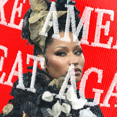 A photo illustration of Nicki Minaj and a "Make America Great Again" hat.