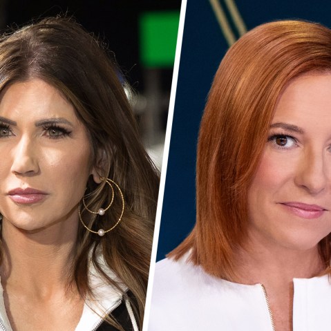 U.S. Homeland Security Secretary Kristi Noem and Jen Psaki