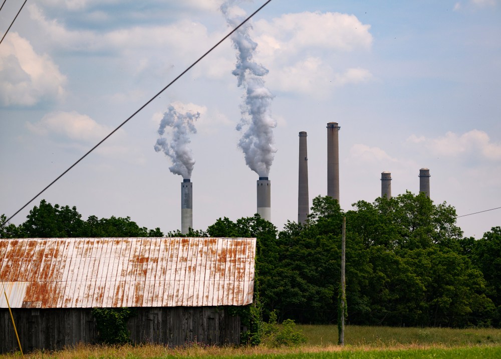 Stacks from a coal power plant in Maysville, K.Y.
