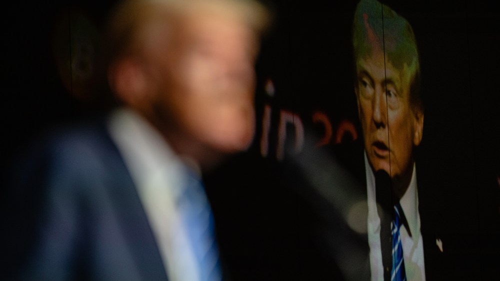 Donald Trump gives a keynote speech at the Bitcoin 2024 conference at Music City Center on July 27, 2024, in Nashville, TN.
