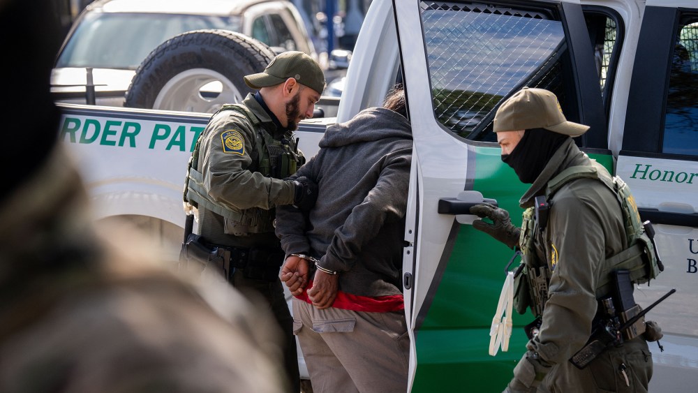 US Customs and Border Patrol agents detains a person in New Orleans, L.A.