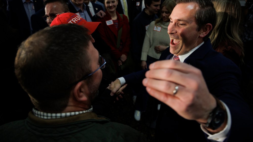 Rep. elect Matt Van Epps greets supporters after delivering a victory speech at Millennium Hotel Maxwell House Nashville on Dec. 2, 2025. in Nashville, TN.