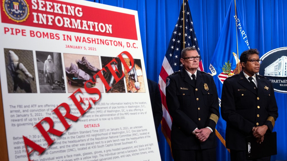 U.S. Capitol Police Chief Michael Sullivan and Washington’s Metropolitan Police Chief Pamela Smith attend a news conference at the Justice Department on Dec. 4, 2025, announcing the arrest of Brian Cole Jr.