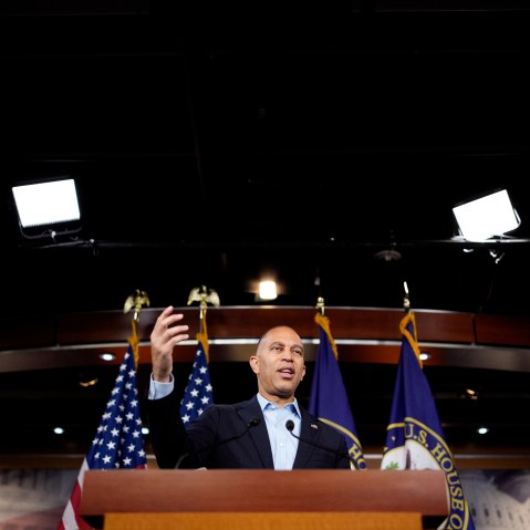 House Minority Leader Hakeem Jeffries during a news conference at the Capitol.