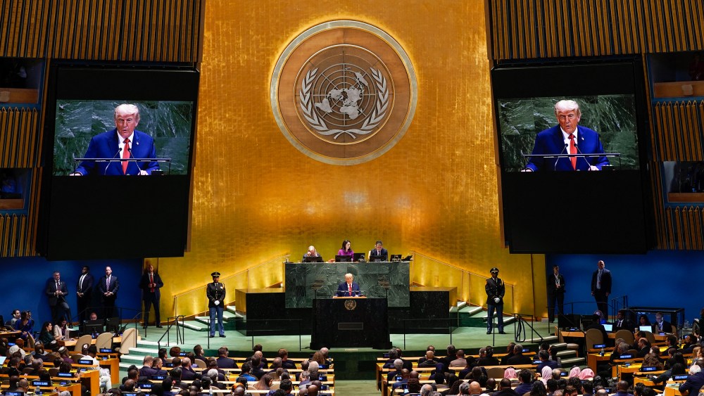 President Donald Trump delivers remarks to the United Nations General Assembly at the UN headquarters in New York City on Sept. 23, 2025.