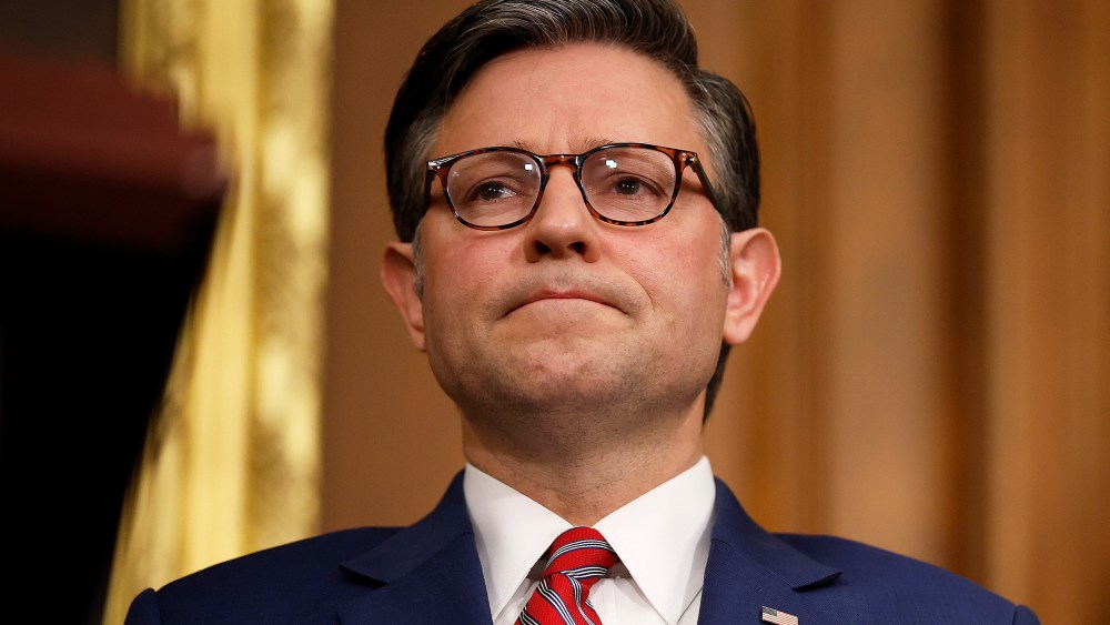 Speaker of the House Mike Johnson at the Capitol on Oct. 8, 2025.