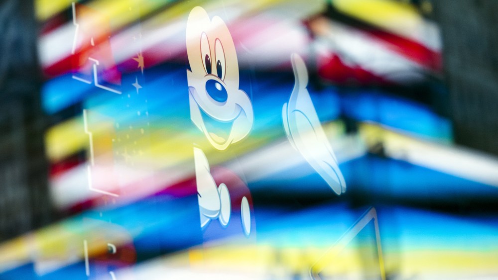 A Mickey Mouse sign outside the Disney store in Times Square.