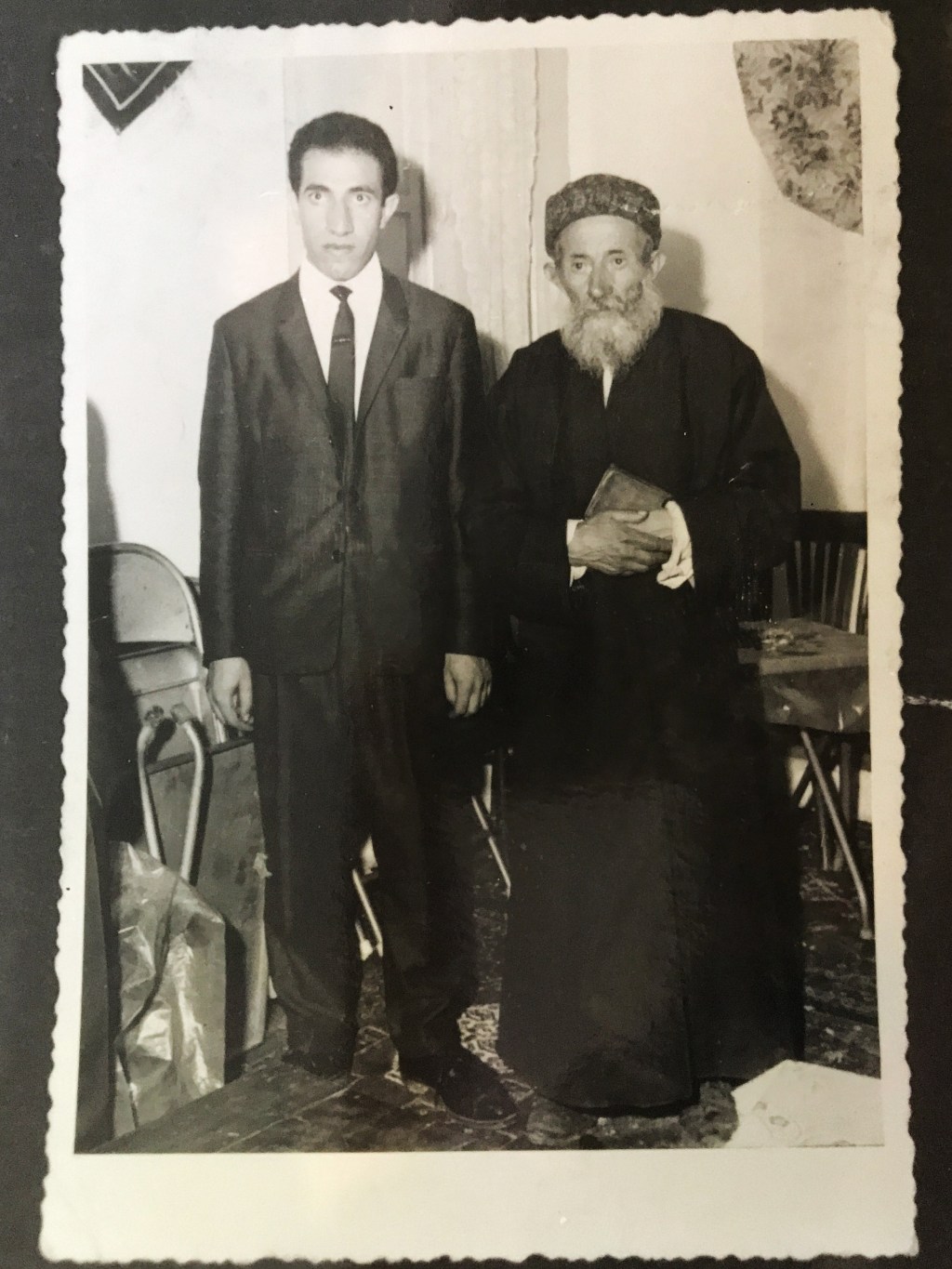 An archival photo of Dayani’s dad, left, and her grandfather, who served as the rabbi of Iran’s Kurdish Jews.