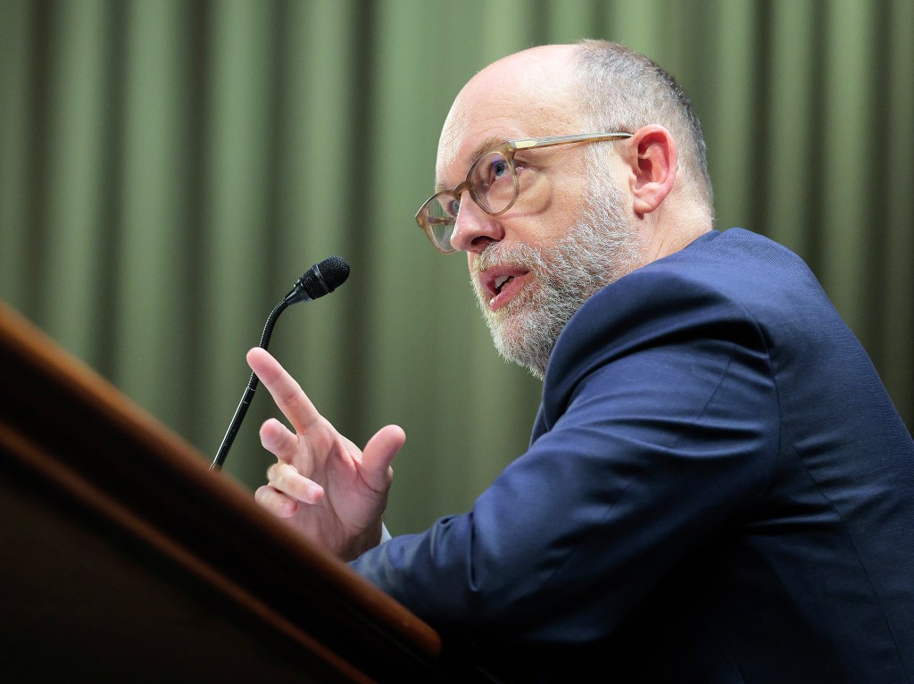 White House Office of Management and Budget Director Russell Vought testifies before the Senate Appropriations Committee.