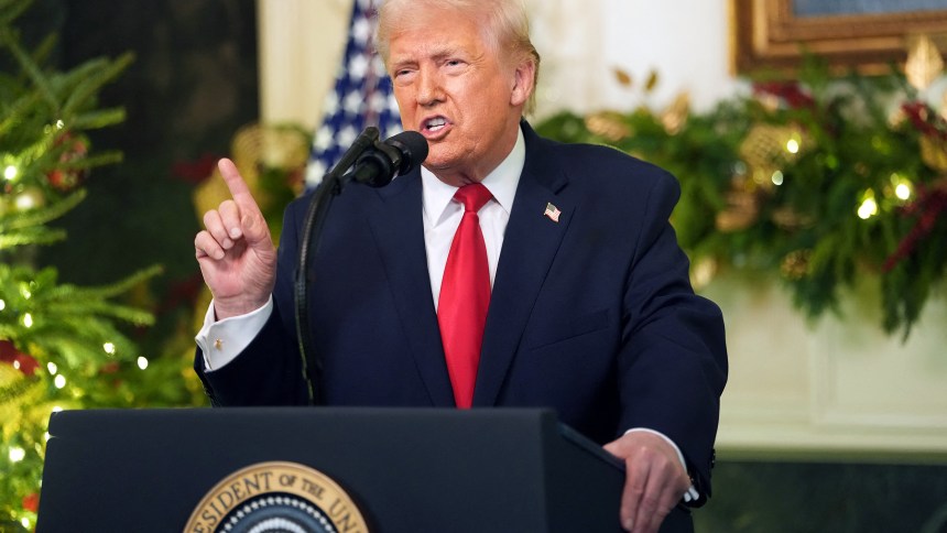 President Donald Trump addresses the nation from the White House.