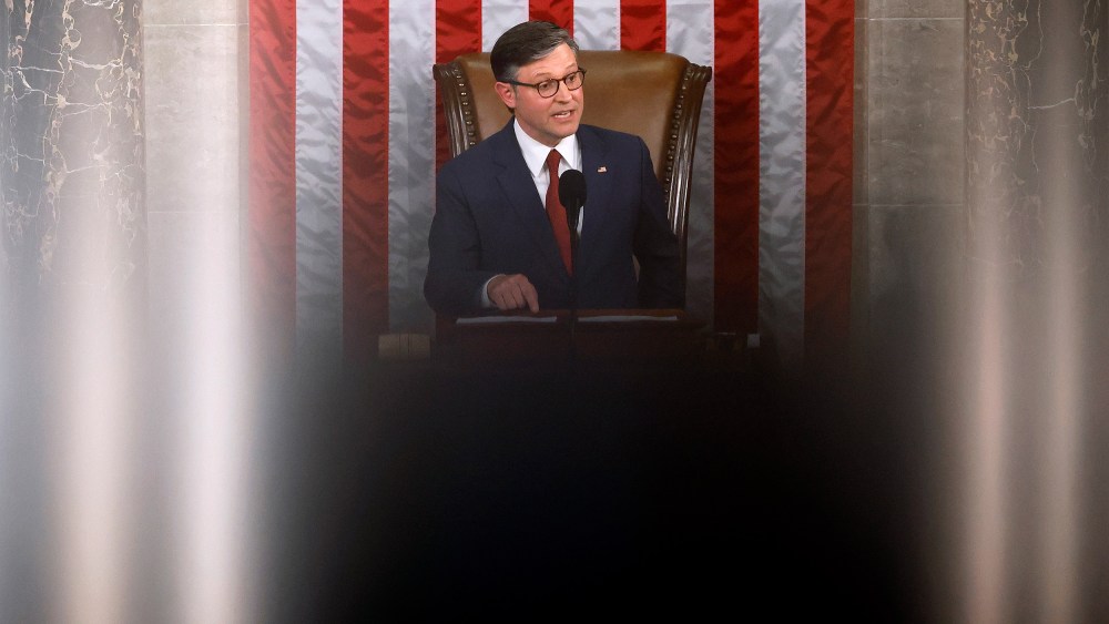 Speaker of the House Mike Johnson in the House Chamber of the Capitol on Jan. 3, 2025.
