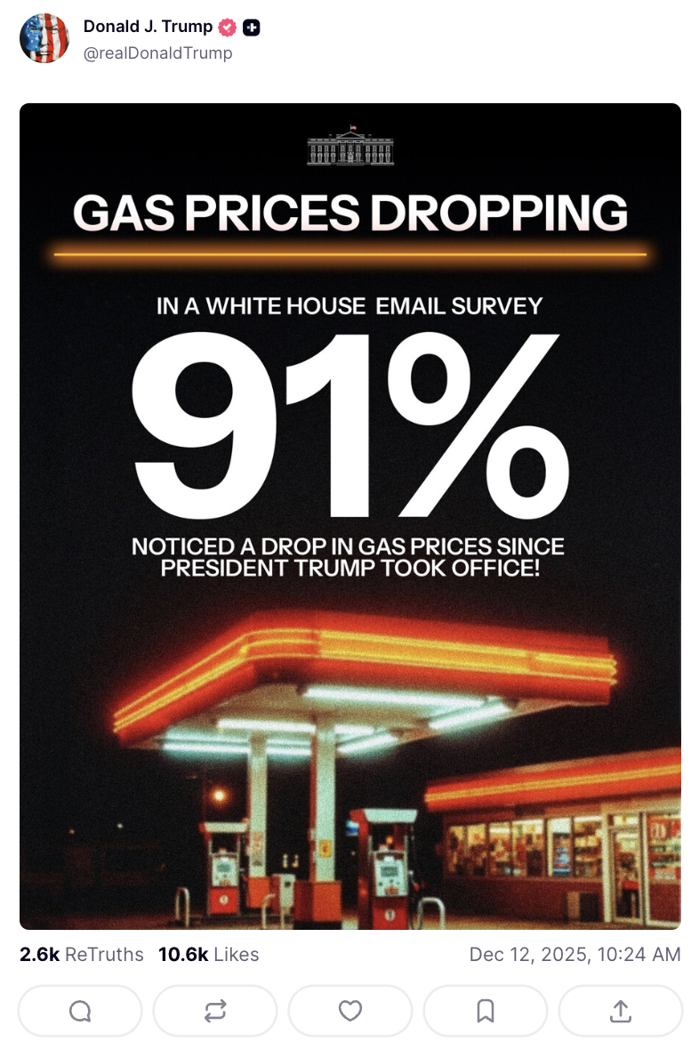 One of President Donald Trump's recent Truth Social posts.