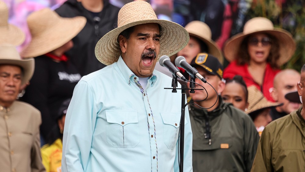 Venezuelan President Nicolas Maduro speaks during a rally.