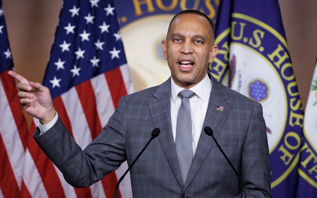 U.S. House Minority Leader Hakeem Jeffries speaks during a news conference on Nov. 4, 2025 on Capitol Hill.