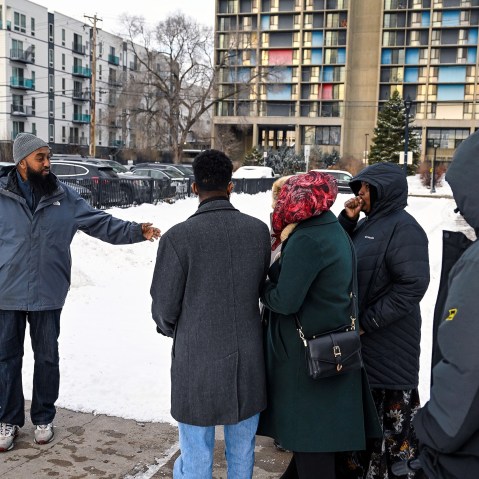 Minneapolis City Council member Jamal Osman (6th Ward) speaks to residents on Dec. 2, 2025, in Minneapolis.
