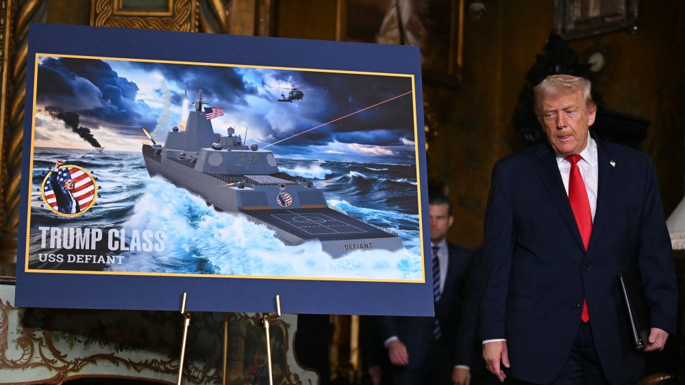 U.S. President Donald Trump arrives to announce the Navy’s new “Golden Fleet” initiative, unveiling a new class of warships, at Mar-a-Lago in Palm Beach, Fla., on Dec. 22, 2025.