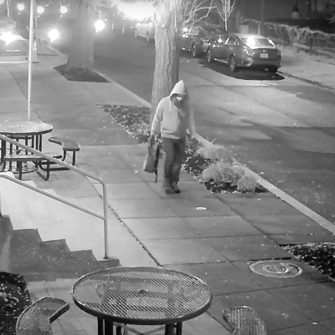 A screenshot of surveillance footage, released by the FBI, of the suspect in the pipe bomb case in the Capitol Hill neighborhood of Washington, D.C.