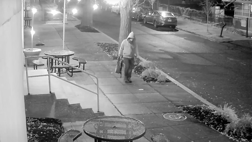 A screenshot of surveillance footage, released by the FBI, of the suspect in the pipe bomb case in the Capitol Hill neighborhood of Washington, D.C.