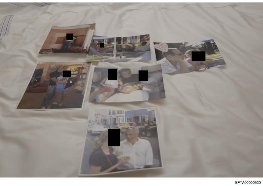 Photos of Jeffrey Epstein with unnamed girls in redacted and undated photos released by the Department of Justice.
