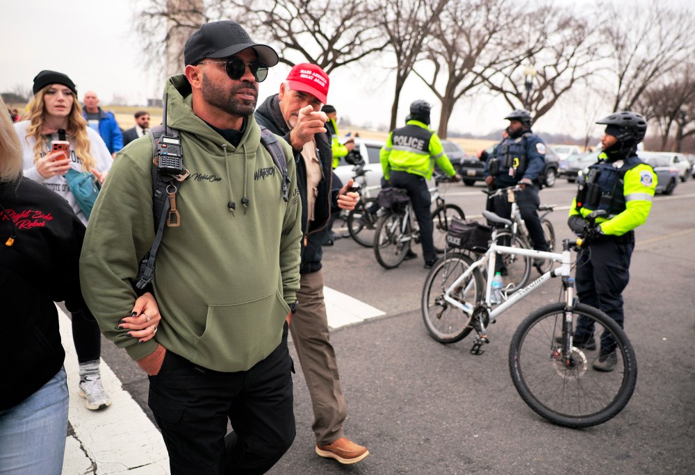 Former Proud Boys leader Enrique Tarrio attends a January 6th memorial march marking five years since the attack on the US Capitol on Jan. 06, 2026.