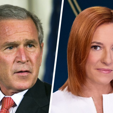 Former U.S. President George W. Bush; Jen Psaki.