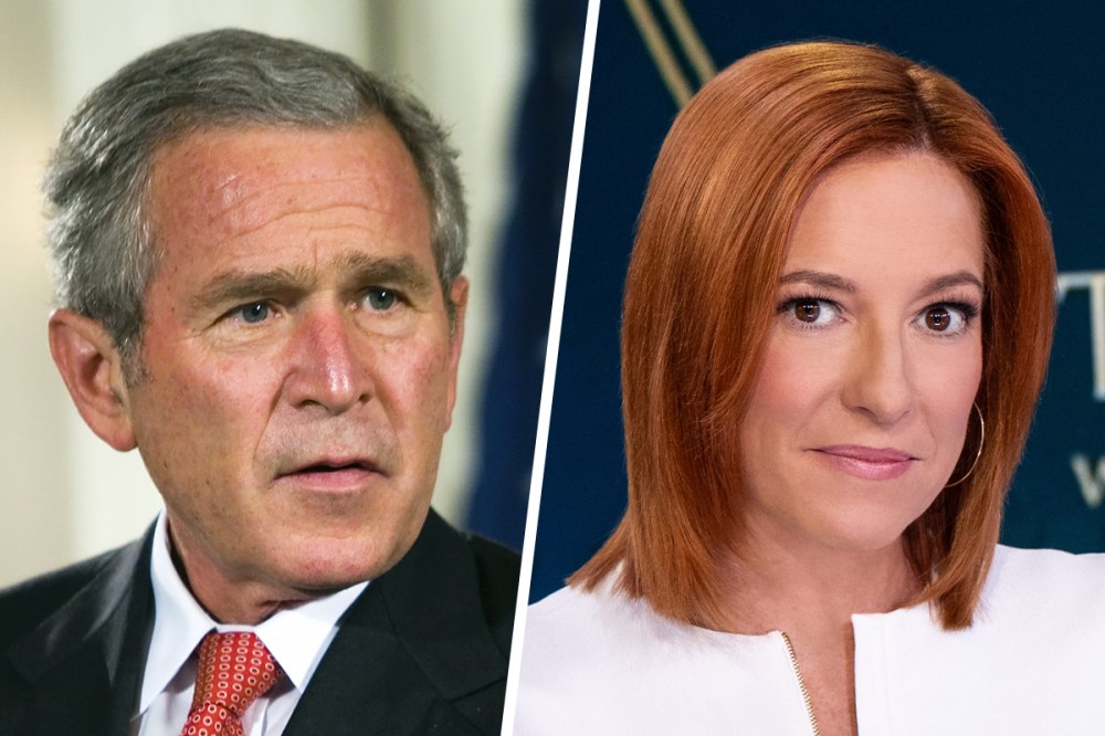 Former U.S. President George W. Bush; Jen Psaki.