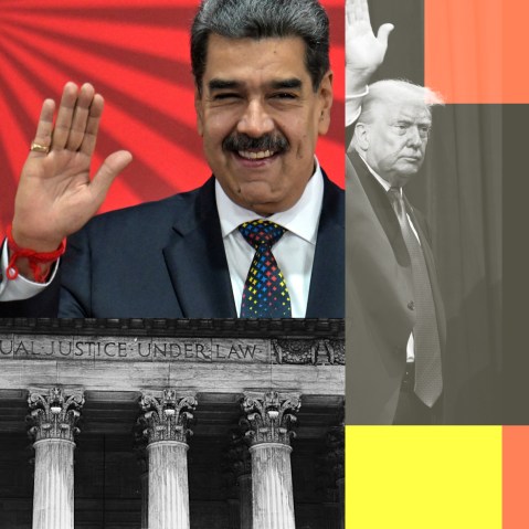 A collage of Nicolás Maduro, Donald Trump, and the facade of the Supreme Court building