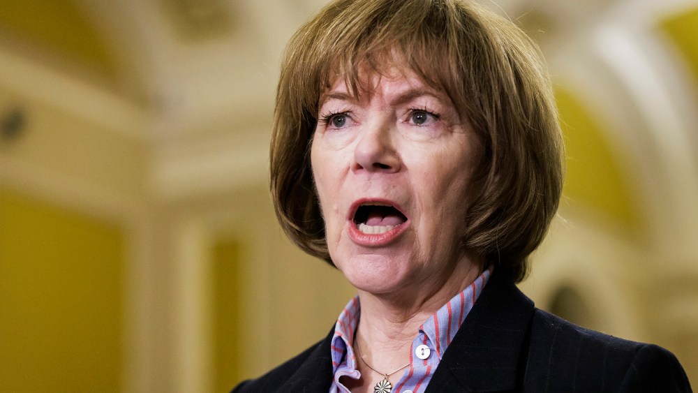 Minnesota Sen. Tina Smith during a press conference.