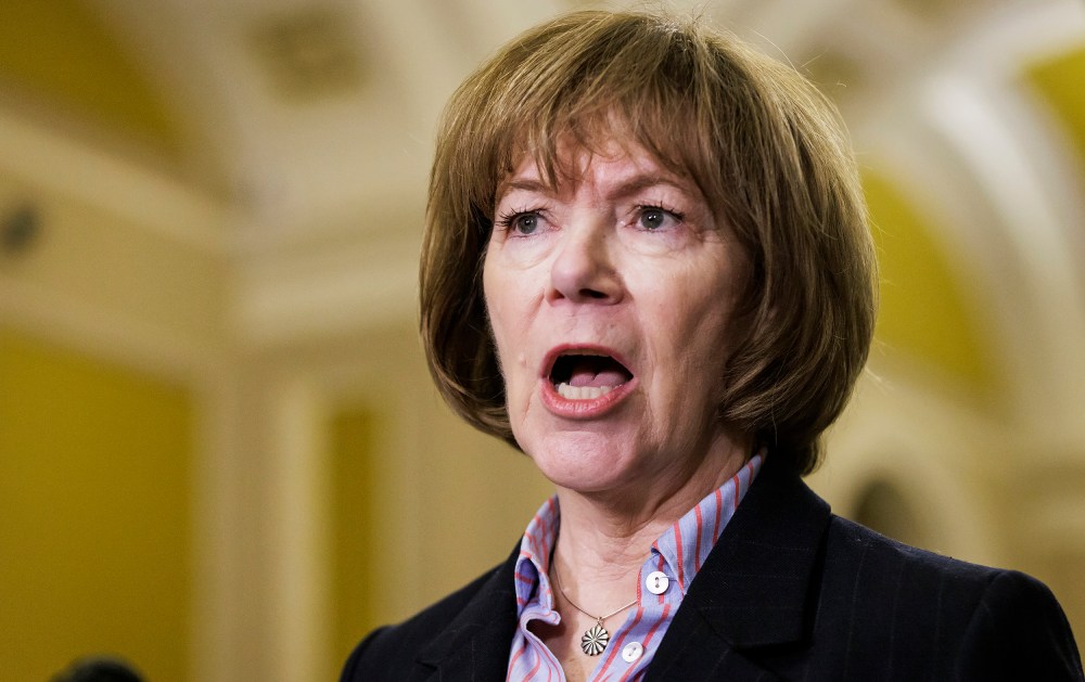 Minnesota Sen. Tina Smith during a press conference.