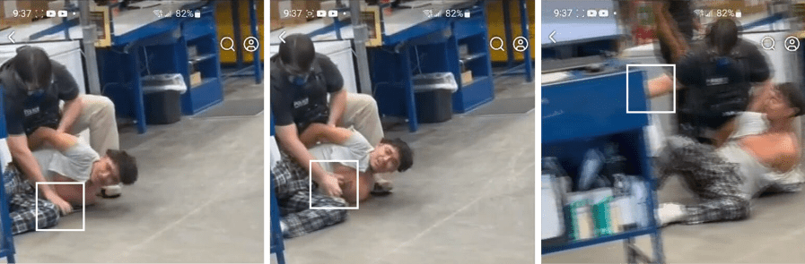 Shortly after, a male agent takes his phone and passes it to the female agent wearing the DEA vest.