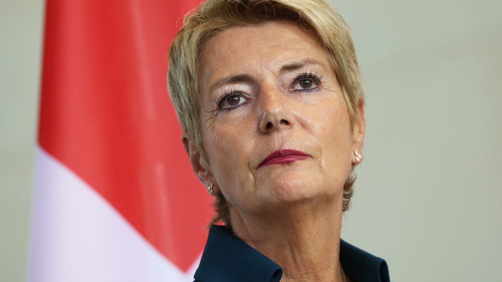 Swiss President Karin Keller-Sutter after talks at the Chancellery on Sept. 02, 2025, in Berlin.