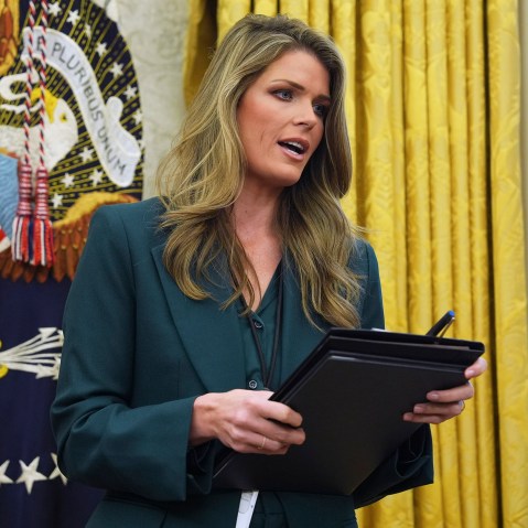 Lindsey Halligan on Jan. 31, 2025 in the Oval Office of the White House.