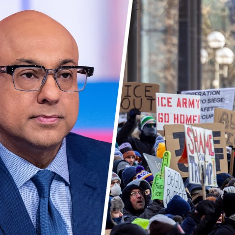 Ali Velshi; Demonstrators against the ongoing Immigration and Customs Enforcement (ICE) deployment during a protest on Jan. 25, 2026.