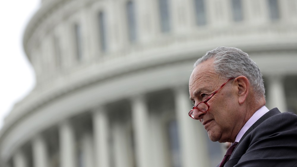 Chuck Schumer, with the Capitol blurred in the background.