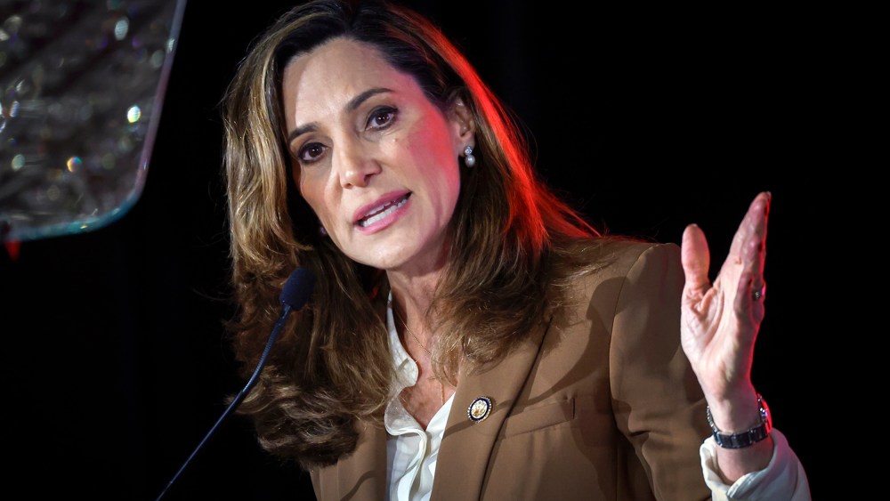 Maria Elvira Salazar gestures with her hand while speaking.