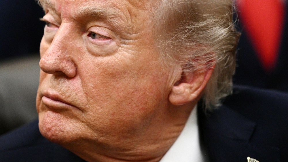 A very tight shot showing part of President Trump's face in a profile.