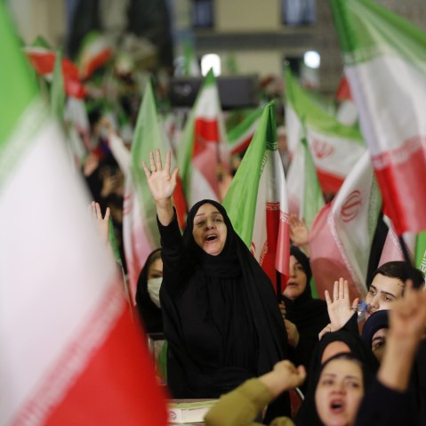 People attend a 40th-day memorial ceremony for those who lost their lives in protests held in January at Imam Khomeini Mosque in Tehran, Iran on February 17, 2026.