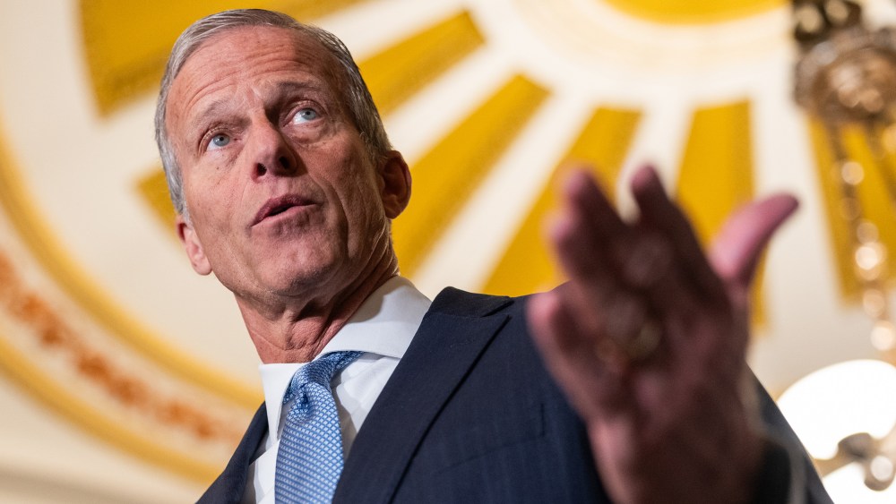John Thune gestures.