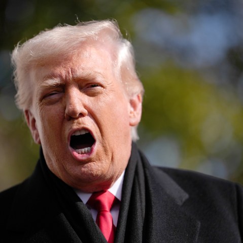 Donald Trump is shouting.